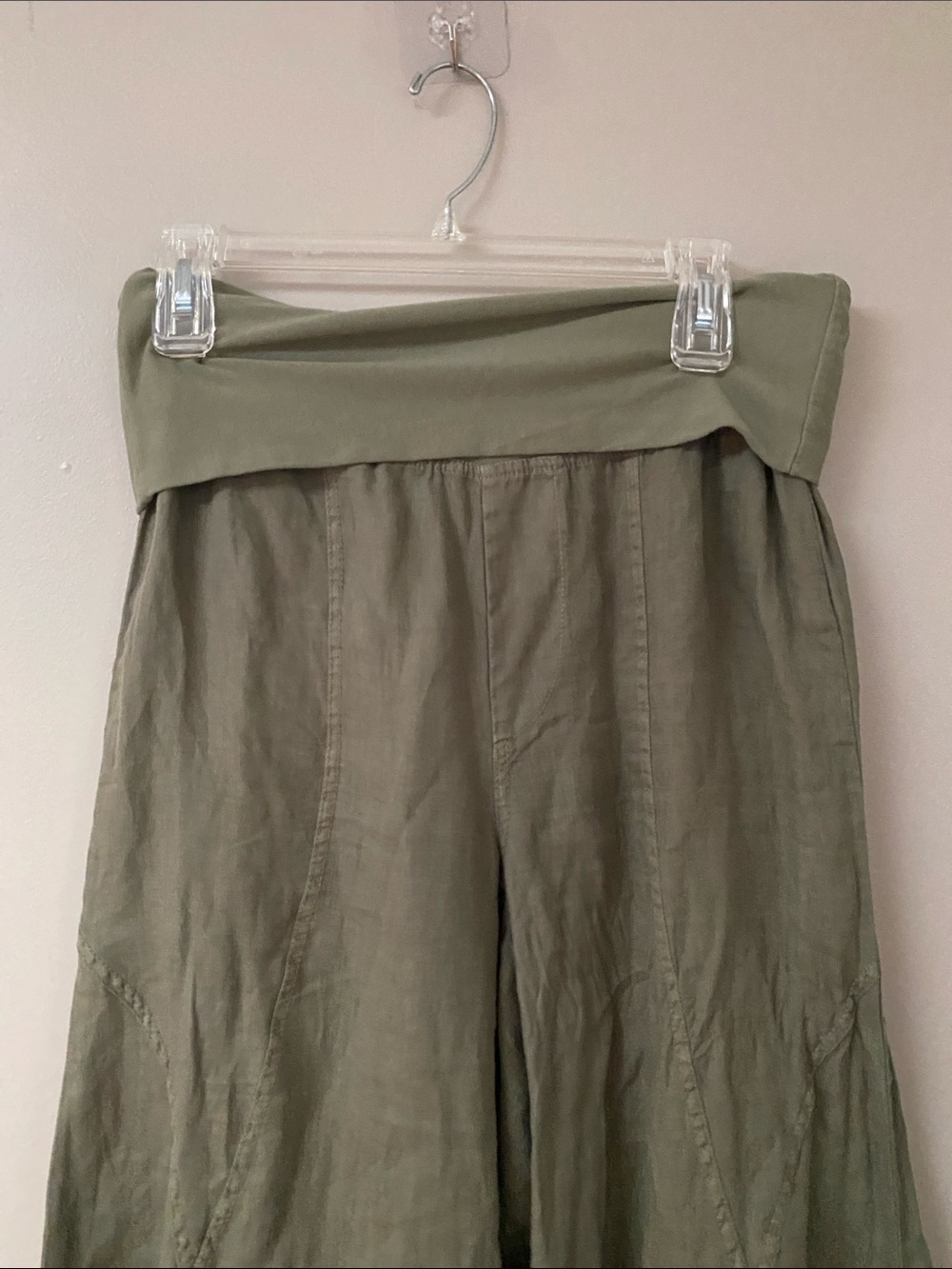 XCVI Selfina Wide Leg Linen Pant In Nori fold over Wide-Leg Flowy Pants small - Picture 4 of 6